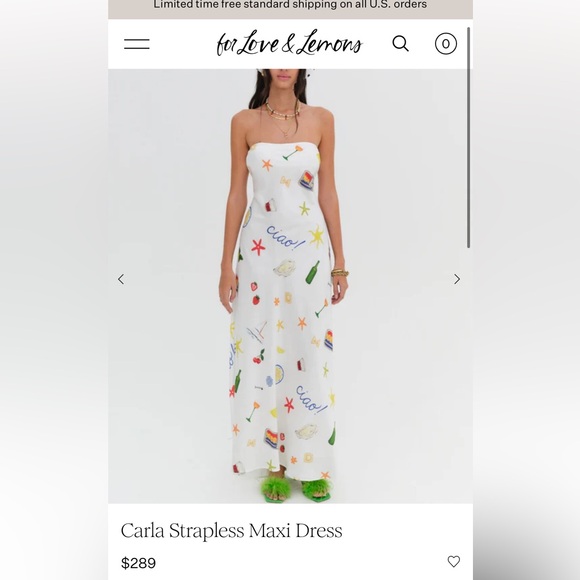 For Love And Lemons Dresses & Skirts - For Love & Lemons White Strapless Maxi Dress with Multicolor Print